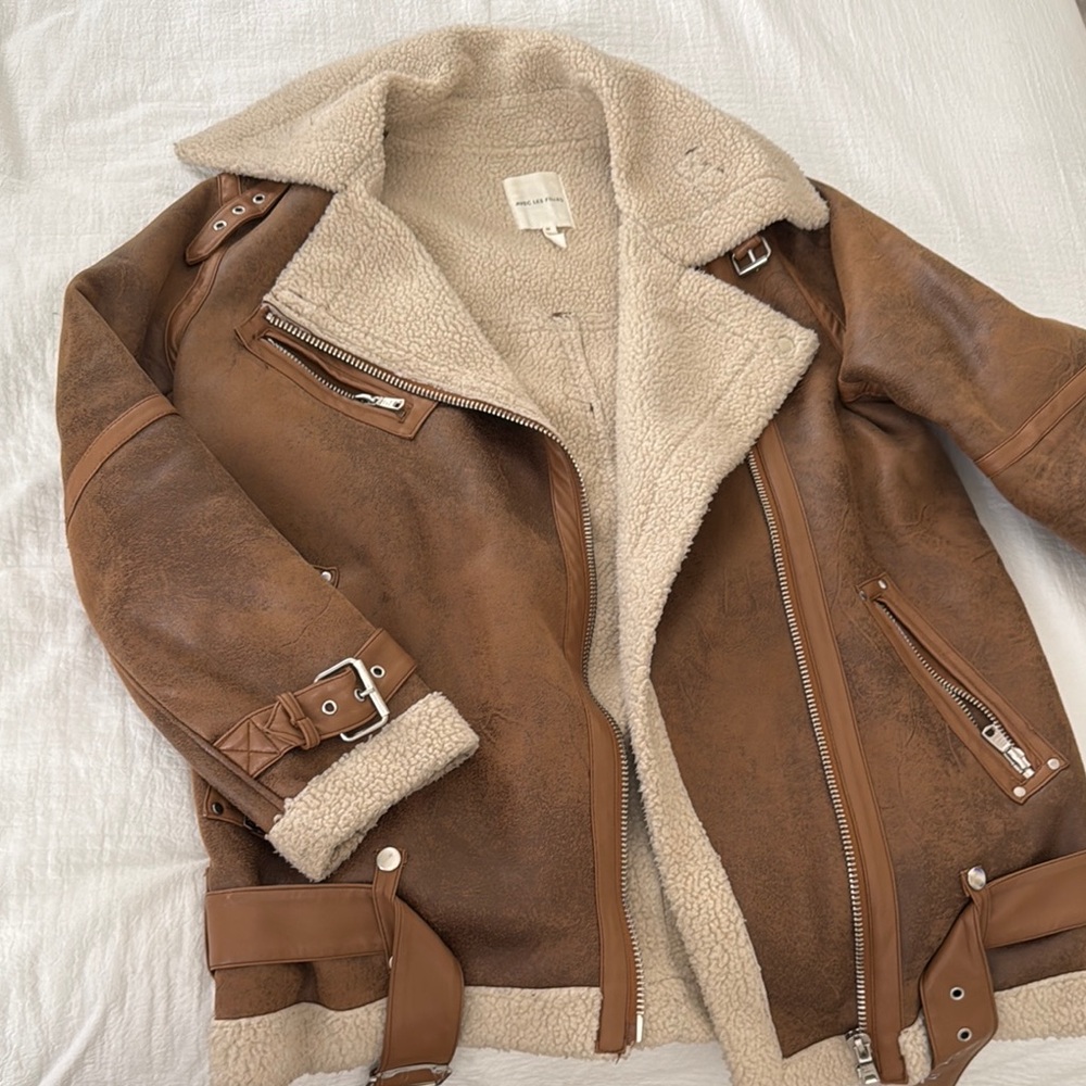 Brown Shearling Lined Women's Jacket - image 1